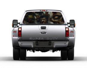 Zombies Attack Car Rear Window See-Through Net Decal