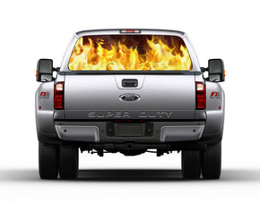 Fire Flames Car Rear Window See-Through Net Decal