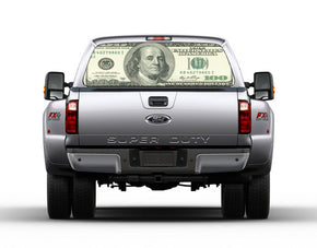 100 US Dollar Bill Car Rear Window See-Through Net Decal