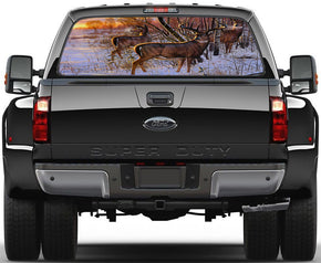 Deers Car Rear Window See-Through Net Decal