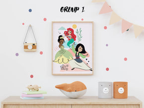Ariel, Tiana & Mulan Princess Wall Poster Premium Paper Print - Multiple Sizes Available