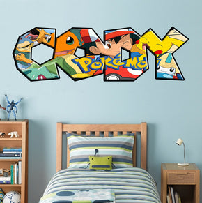Pokemon personnalisé nom personnalisé sticker mural autocollant WP207