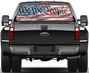American Flag We Are The People Rear Window See-Through Net Decal