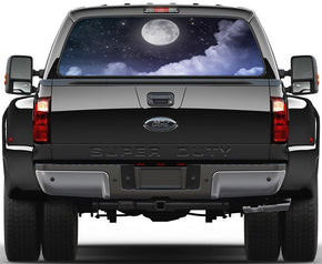 Full Moon Night Rear Window See-Through Net Decal