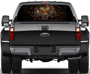 Tiger Breaking Glass Rear Window See-Through Net Decal