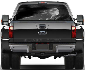 Full Moon Sky B/W Rear Window See-Through Net Decal