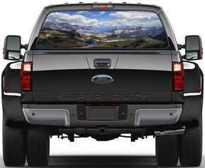 Mountains Nature Rear Window See-Through Net Decal