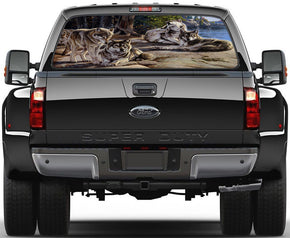 4 Wolves Flock Rear Window See-Through Net Decal