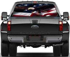 American Eagle Flag Rear Window See-Through Net Decal