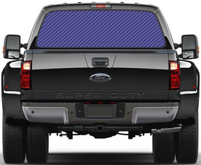 Carbon Fiber Blue Rear Window See-Through Net Decal