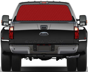 Carbon Fiber Red Car Rear Window See-Through Net Decal