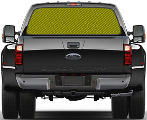 Carbon Fiber Yellow Car Rear Window See-Through Net Decal