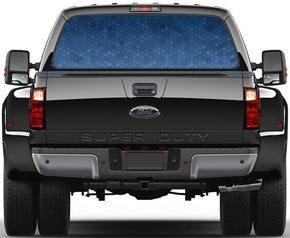 Blue Honeycomb Car Rear Window See-Through Net Decal