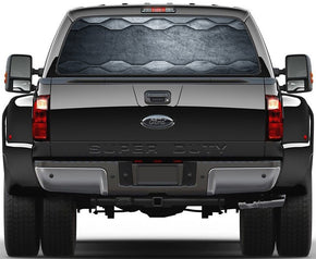 Grunge Metallic Steel Car Rear Window See-Through Net Decal