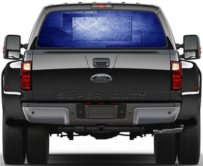 Blue Steel Rivet Car Rear Window See-Through Net Decal