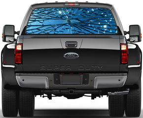 Broken Glass Car Rear Window See-Through Net Decal