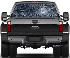 Broken Glass N.03 Car Rear Window See-Through Net Decal