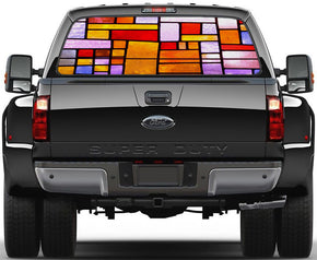 Colored Stained Glass Car Rear Window See-Through Net Decal