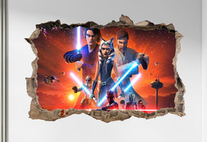 Ahsoka Tano Star Wars 3D Smashed Broken Decal Wall Sticker JS172