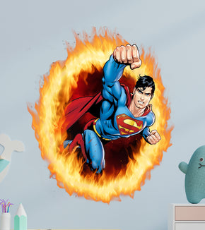 Superman 3D Ring Of Fire Effect Wall Sticker Super Hero Decal WC412