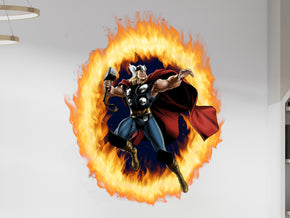 Thor 3D Ring Of Fire Effect Wall Sticker Super Hero Decal WC408
