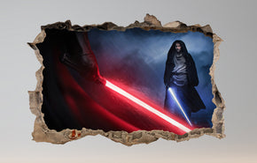 Obi Wan Vs Darth Vader Star Wars 3D Smashed Broken Decal Wall Sticker JS175