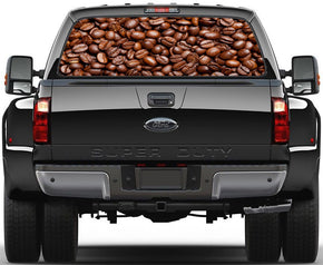 Coffee Beans Car Rear Window See-Through Net Decal