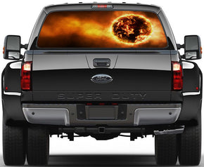 Sun Fire Planet Car Rear Window See-Through Net Decal