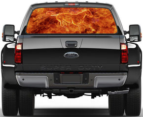 Fire Horse Car Rear Window See-Through Net Decal