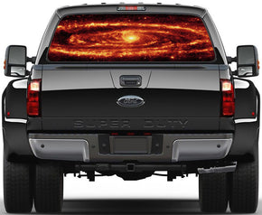 Fire Galaxy Car Rear Window See-Through Net Decal