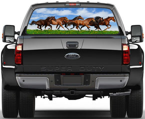 Horses Car Rear Window See-Through Net Decal