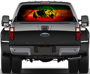 Lion Of Judah Rasta Flag Car Rear Window See-Through Net Decal