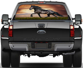 Noble Black Horse Car Rear Window See-Through Net Decal