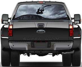 Skateboarding Car Rear Window See-Through Net Decal