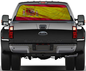 Spain Flag Vintage Grunge Car Rear Window See-Through Net Decal