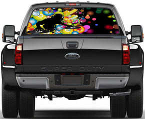 ABSTRACT COLORFUL DJ Car Rear Window See-Through Net Decal