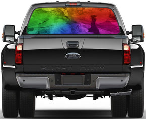 Colorful Abstract 004 Car arrière de la voiture Voir-Through Net Decal