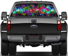 Colorful Abstract Bubbles Car Rear Window See-Through Net Decal