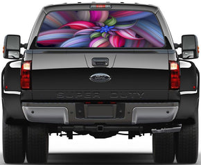 Colorful Abstract Flower 002 Car Rear Window See-Through Net Decal