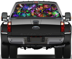 Colorful Abstract Flower Car Rear Window See-Through Net Decal