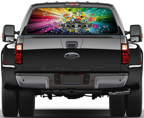 Colorful Abstract Music Car Rear Window See-Through Net Decal