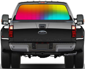 Colorful Abstract Squares Car Rear Window See-Through Net Decal