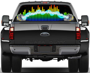 Colorful Music Speakers Car Rear Window See-Through Net Decal