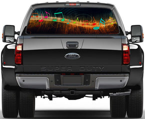 Autocollant net transparent de fenêtre arrière de voiture de notes musicales colorées