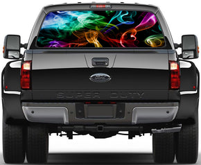 Colorful Smoke Abstract Car Rear Window See-Through Net Decal