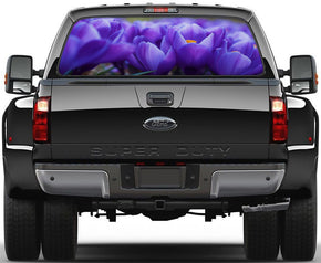 Crocuses Purple Flowers Car Rear Window See-Through Net Decal