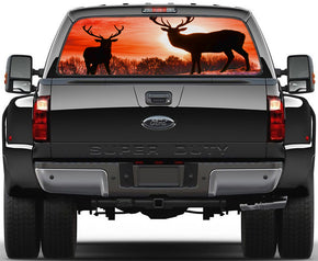 Deer In Sunset Car Rear Window See-Through Net Decal