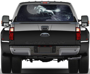 Horse & Wolves Car Rear Window See-Through Net Decal