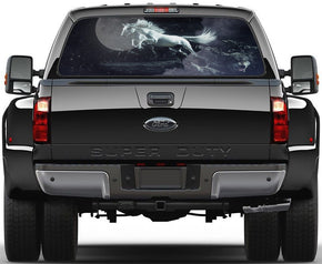 Horse & Wolves Car Rear Window See-Through Net Decal