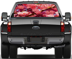 Pink Blossom Car Rear Window See-Through Net Decal